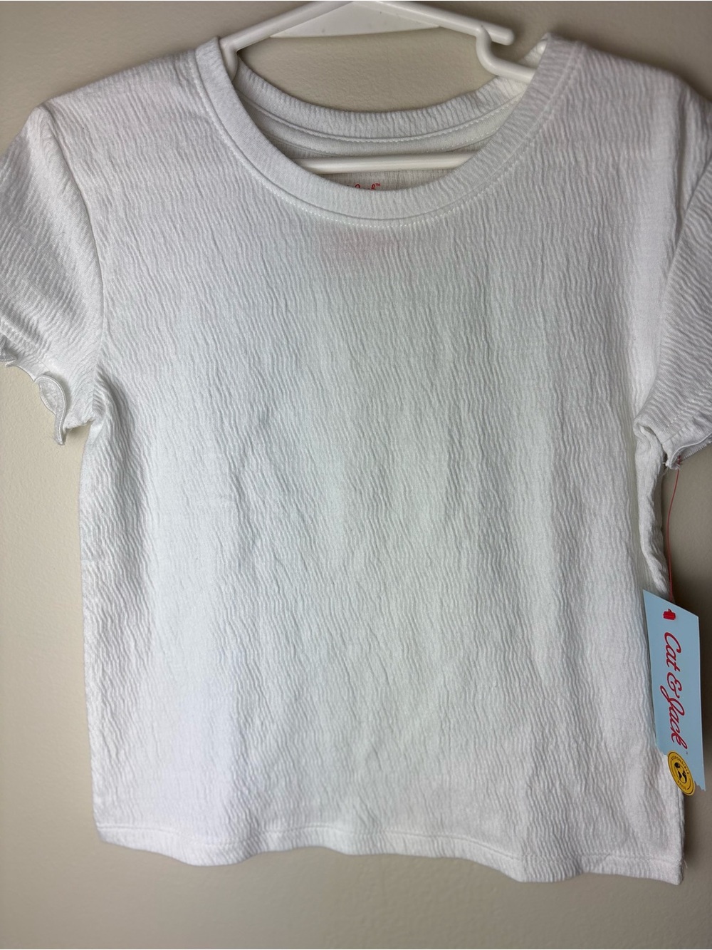 Cat & Jack White Textured Girls Short sleeve Top XS 4/5